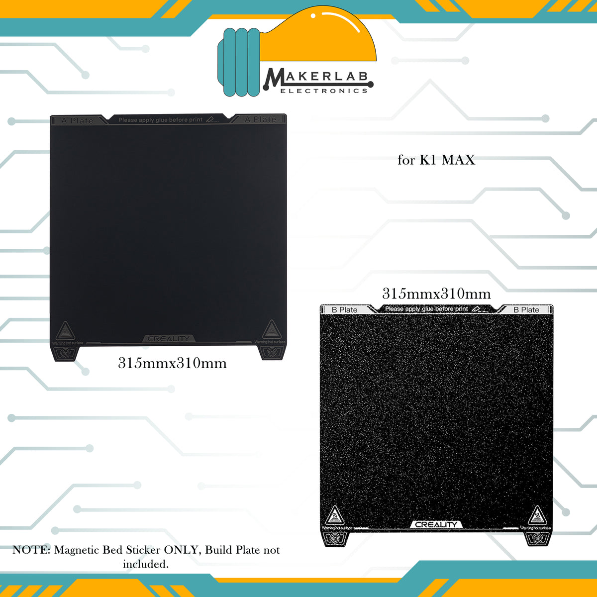 CREALITY K1 Max Textured | Smooth Build Plate | Magnetic Bed Sticker for K1 Max 315mmx310mm for 3D Printer