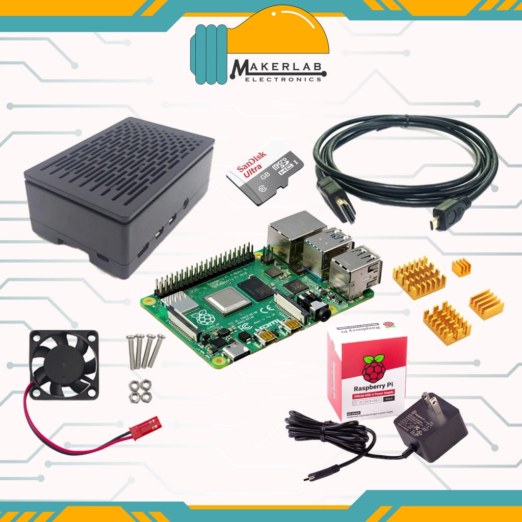 Raspberry Pi 4 Model B 4GB RAM Starter Kit OKdo Kit__ Plastic OfficialPSU - 32GB SD Card