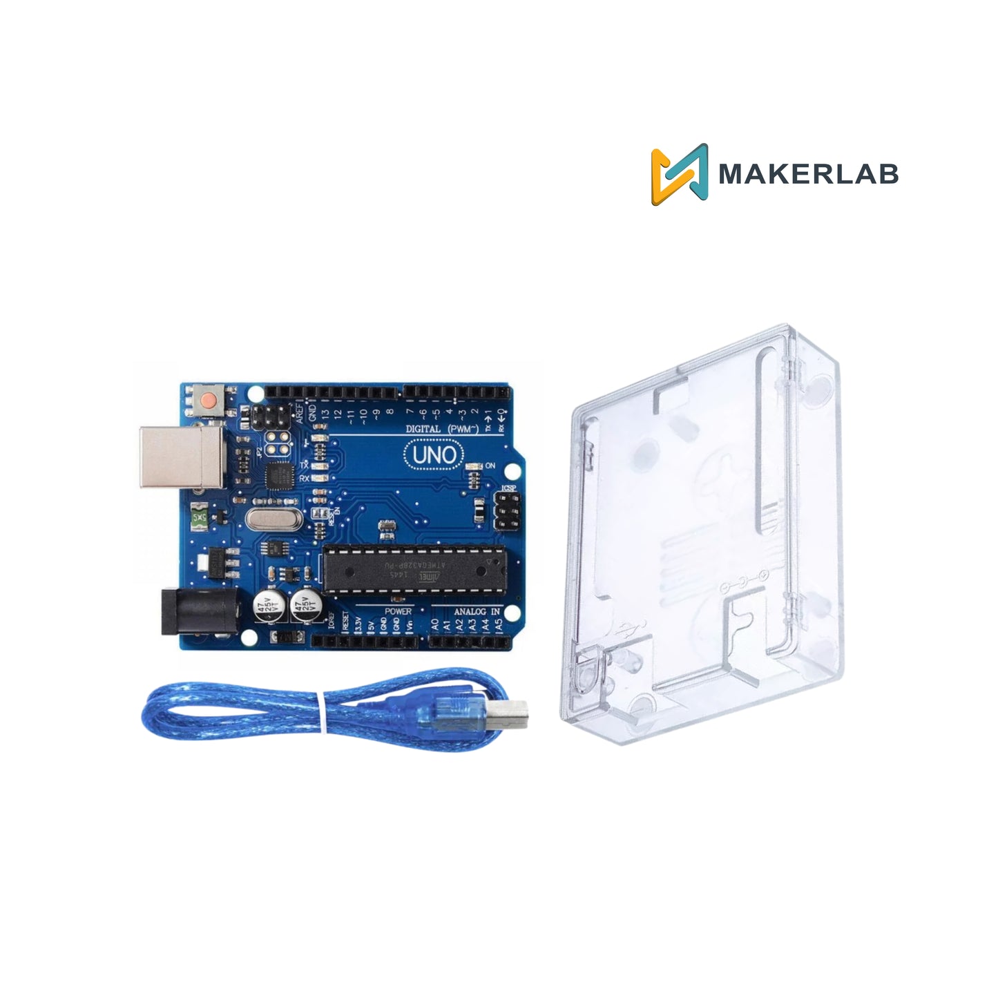 Uno R3 Board DIP with Acrylic Case and USB Cable