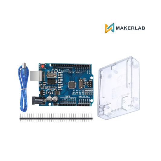 Uno R3 Board CH340G with Acrylic Case and USB Cable