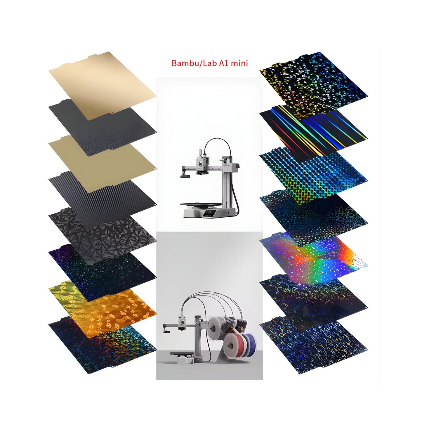 184*184mm Double Sided Holographic Effect Sheet Plate for Bambu Lab A1 Mini