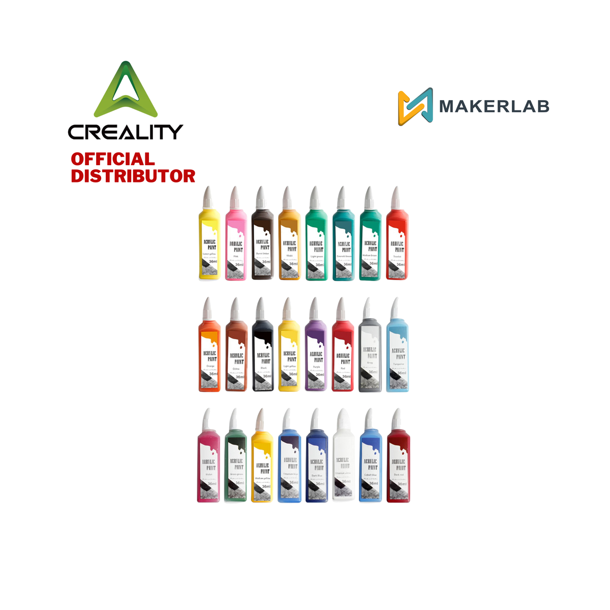 Creality Formaldehyde-free Acrylic Paints kits, 24colors