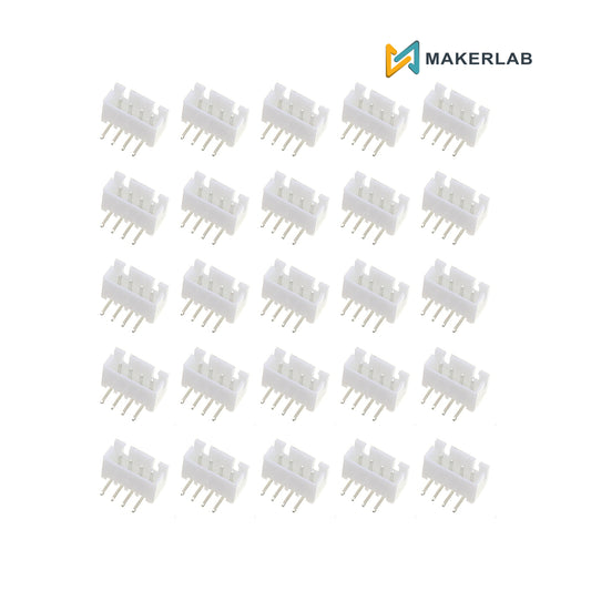 25pcs 4-Pin JST XH Shrouded Male Connector Right Angle