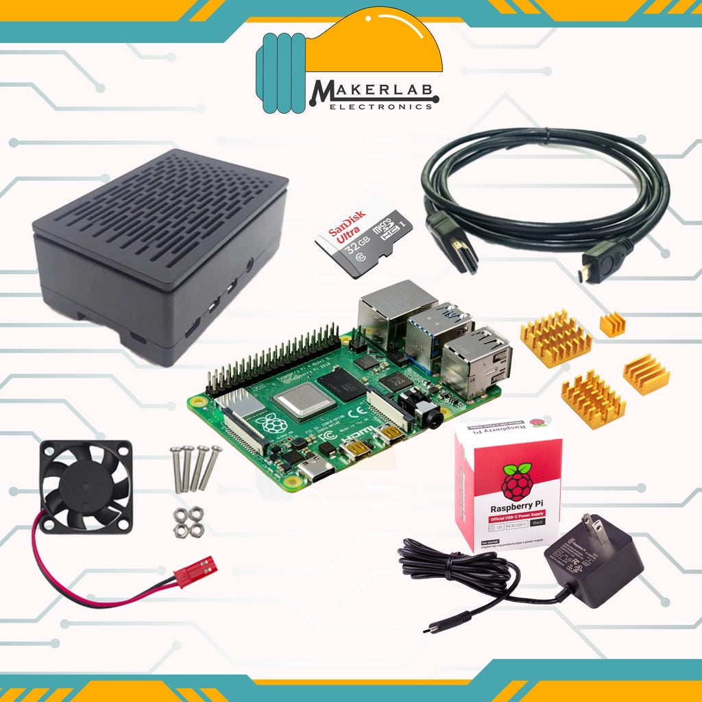 Raspberry Pi 4 Model B 8GB RAM Starter Kit OKdo Kit__ GPioCase OfficialPSU - 32GB SD Card