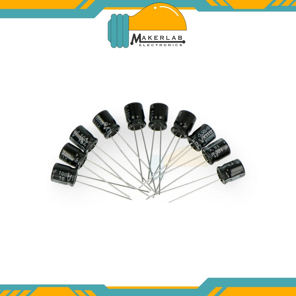 10 Pcs 100uF 16V Electrolytic Capacitor TH DIP 5*7mm Aluminum Electrolytic Capacitors DIP 16V100UF