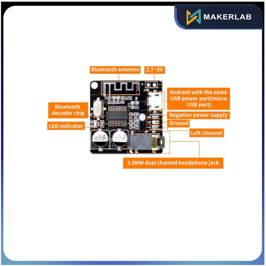 Bluetooth 5.0 audio receiver board MP3 VHM-314
