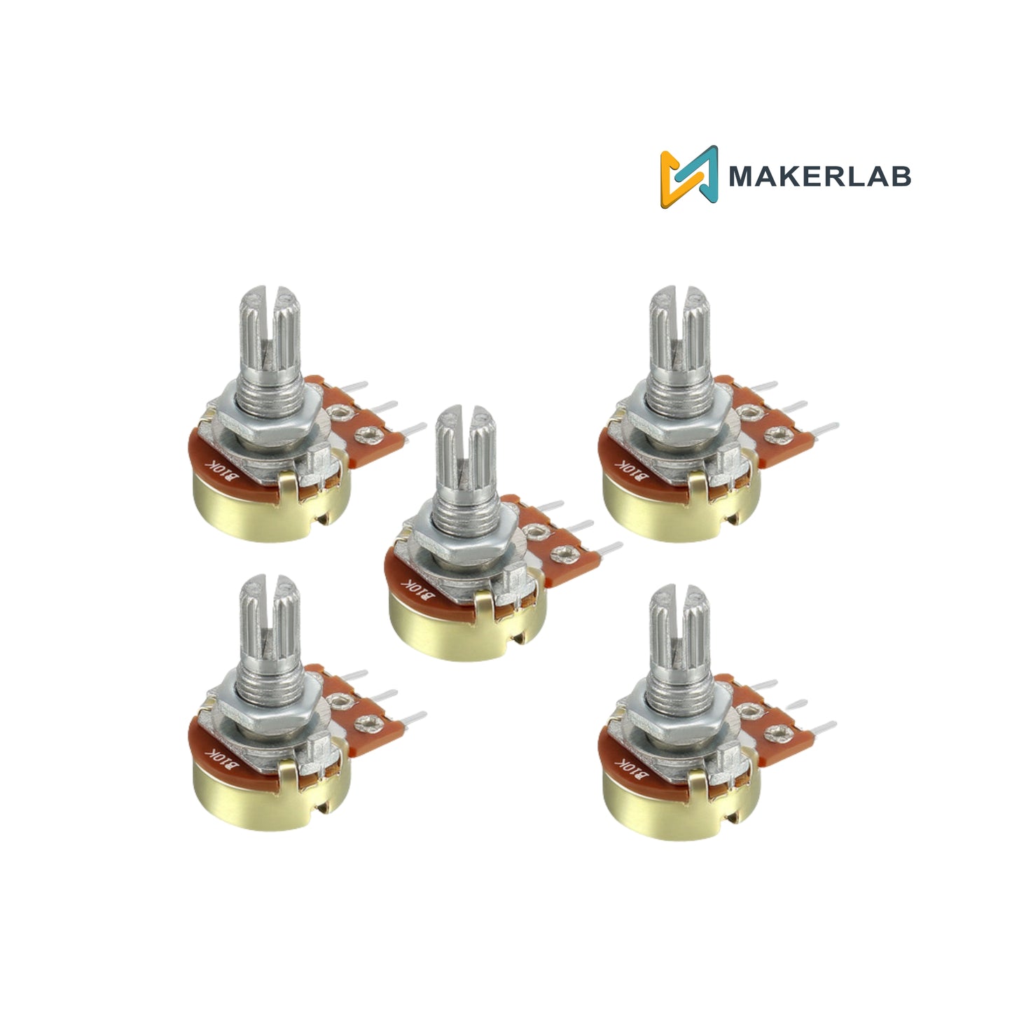 5pcs B10k Ohm Potentiometer Metal