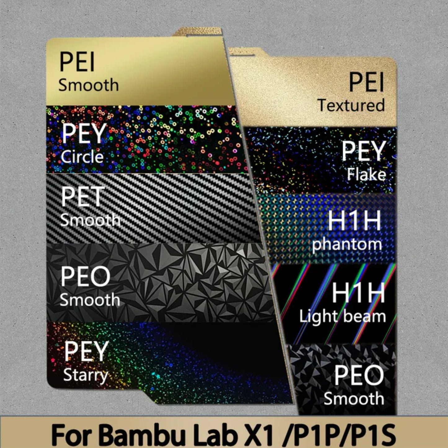 257*257mm Holographic Effect Sheet Plate for Bambu Lab P1, X1, A1 and Elegoo Centauri