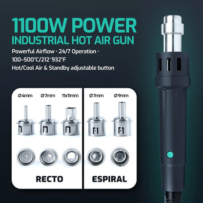 YIHUA 983D Hot Air Gun Handle+ C245+DC Power Supply with USB Fast Charge