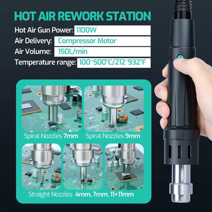 YIHUA 983D Hot Air Gun Handle+ C245+DC Power Supply with USB Fast Charge