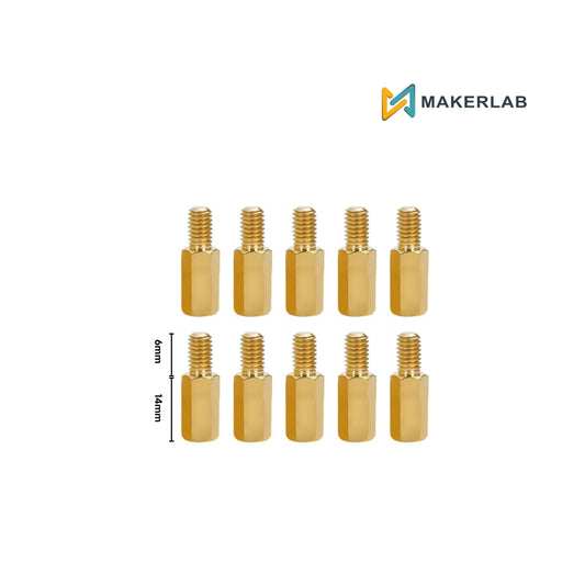 10 pcs Male to Female Brass Standoff m3x14+6
