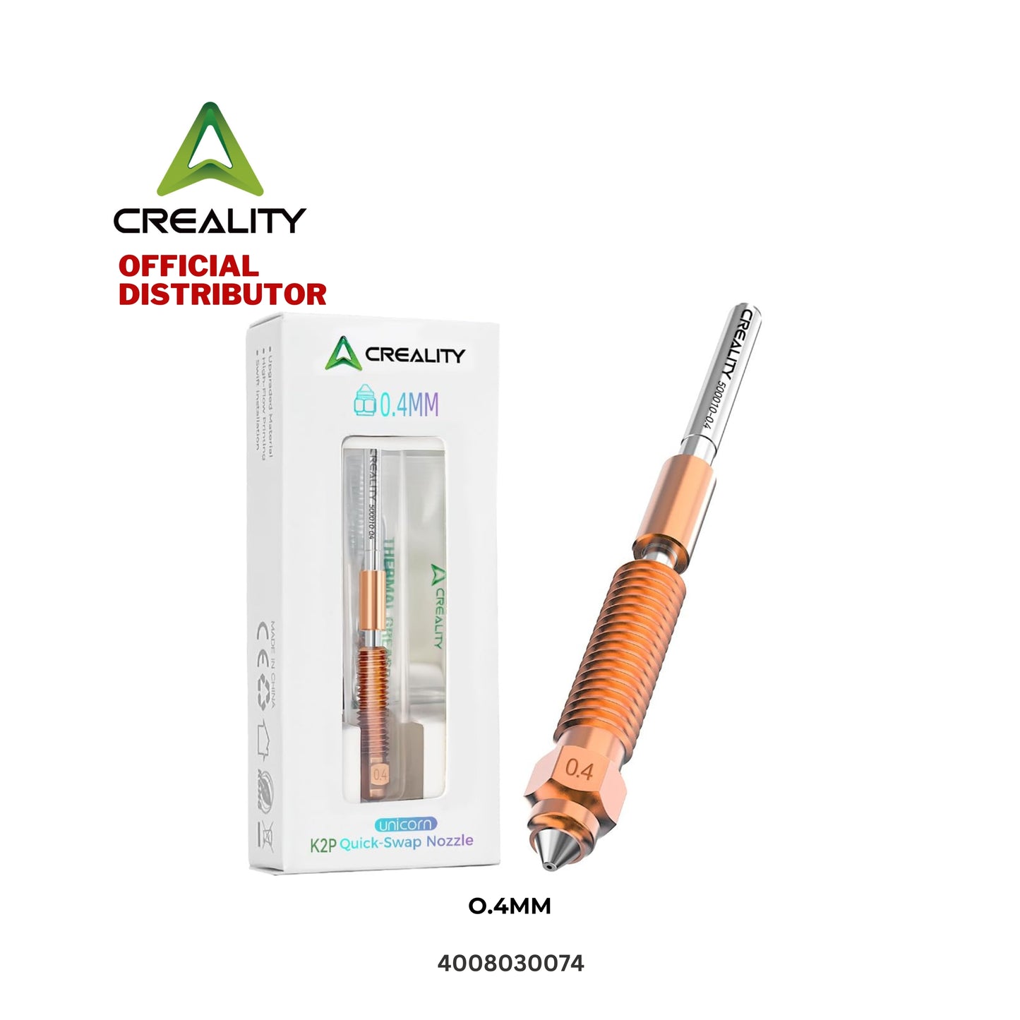 Creality Unicorn Quick-Swap 0.4mm 0.6mm 0.8mm Nozzle Kit for K2 Plus, Hi 3D Printer
