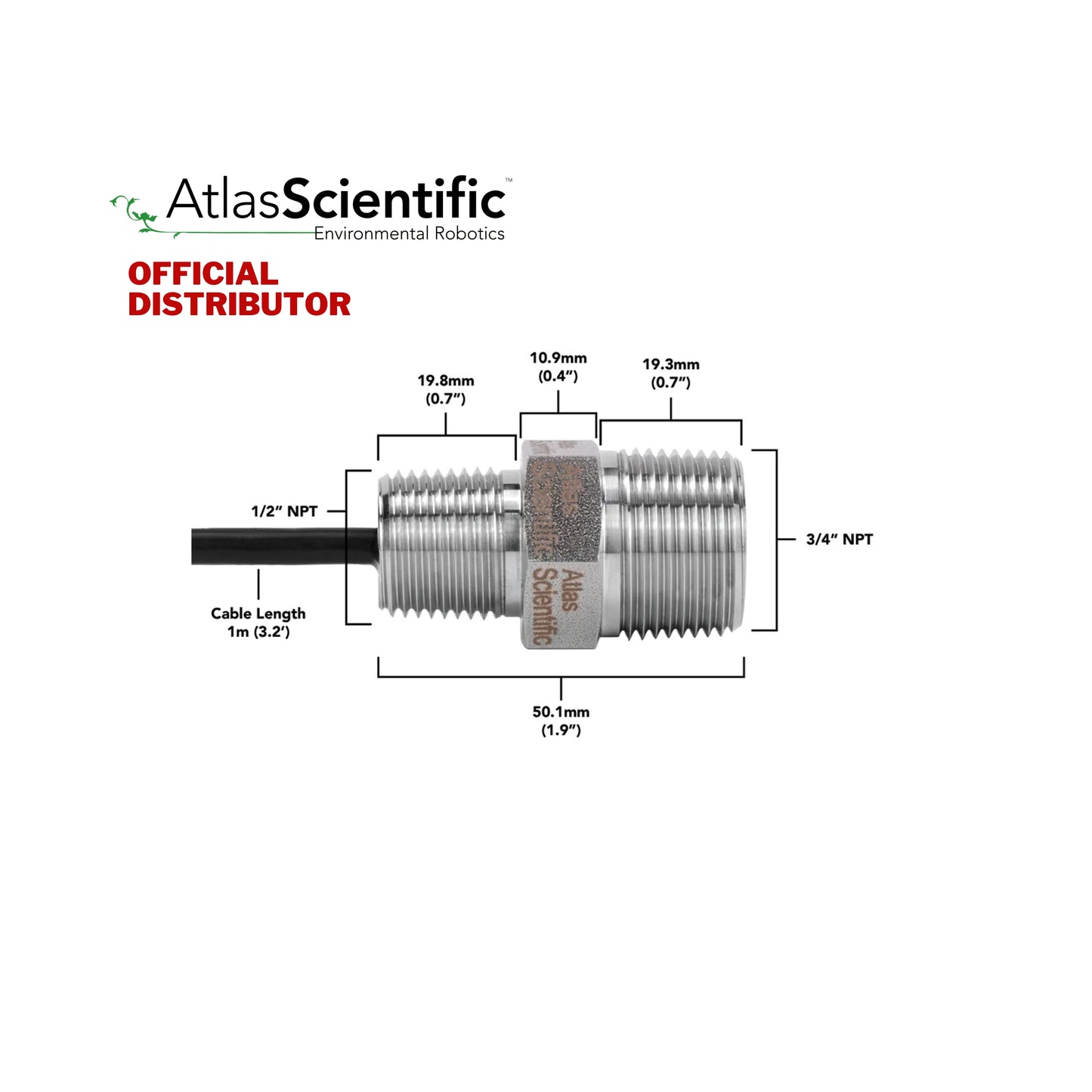 Atlas EZO-HUM™ Embedded Humidity Probe – Stainless Steel Body | EZO-HUM-P-S