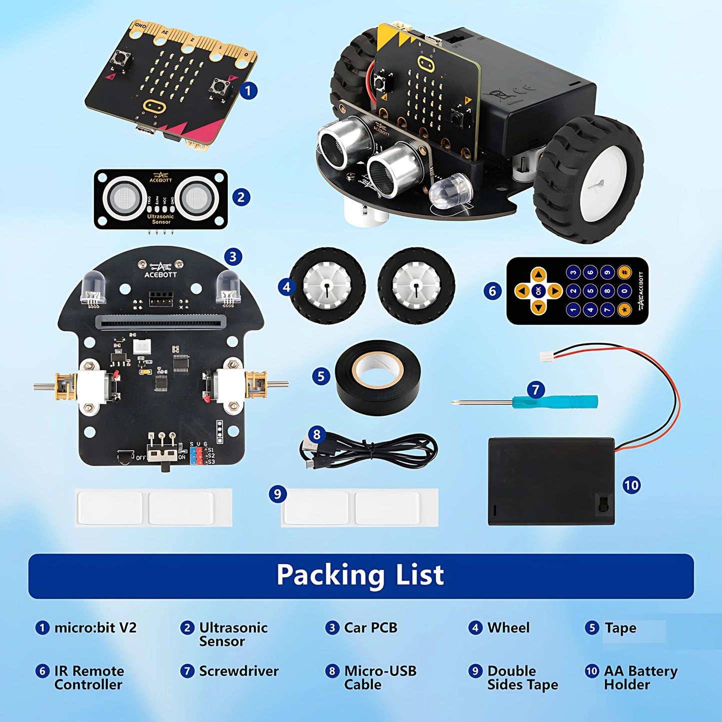 ACEBOTT micro:bit TinkerBott Robot Car Kit and Football Arena Kit