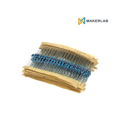 120pcs Taping Metal Film Resistor Kit 1/4W 1% (100 ohm, 330 ohm, 470 ohm, 1k, 4.7k, 10k)