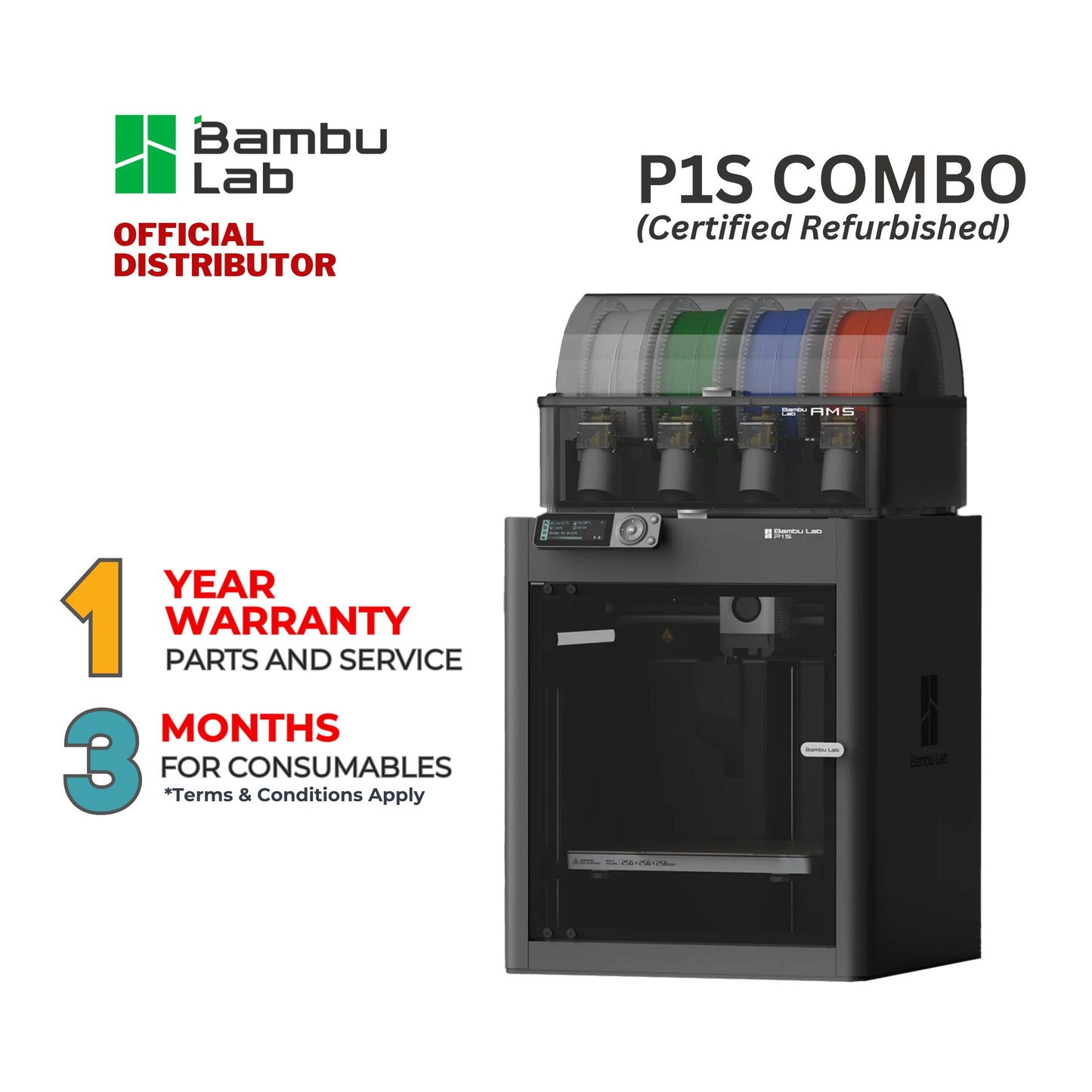 Bambu Lab Certified Refurbished P1S | P1S Combo with AMS