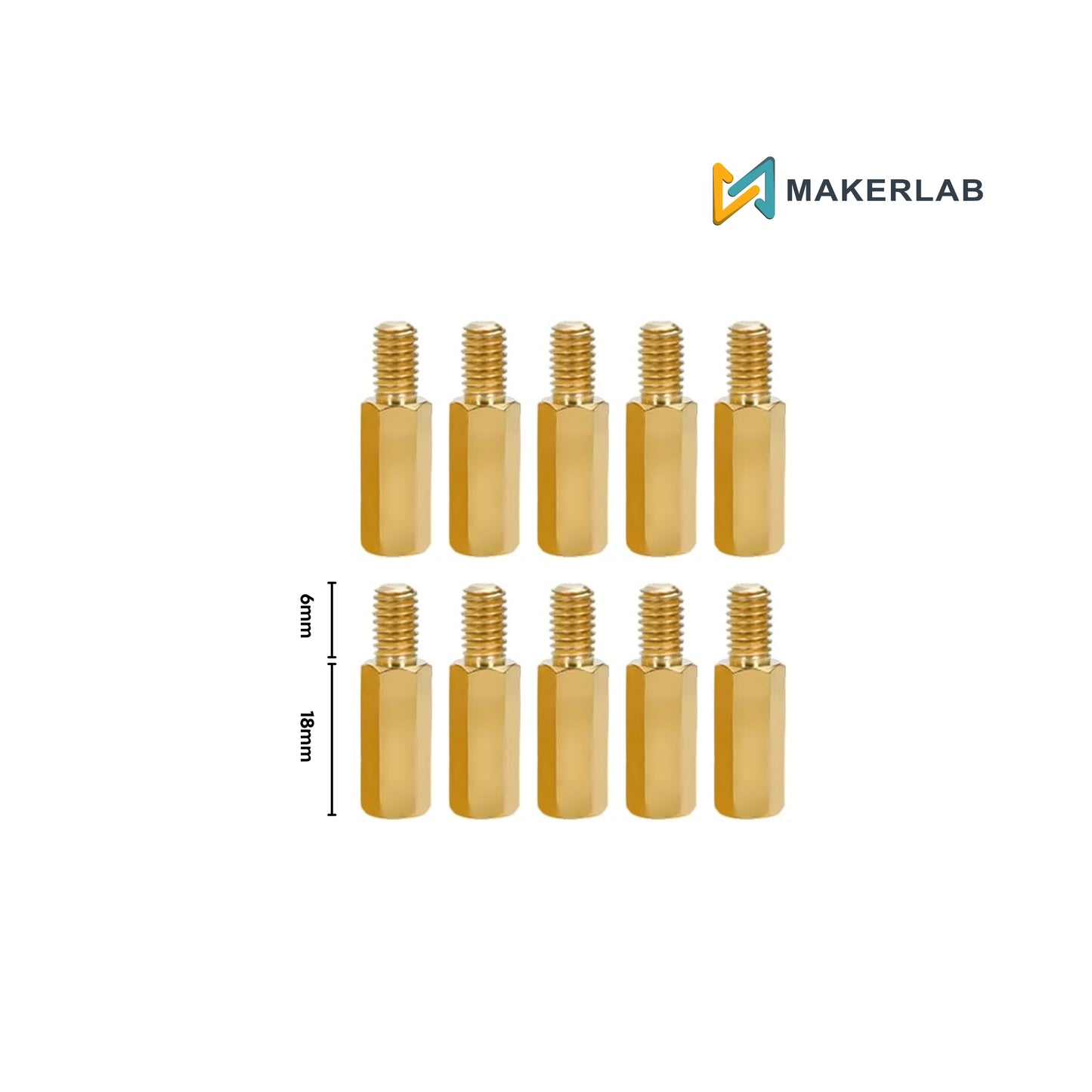 10pcs Male to Female Brass Standoff m3x18+6