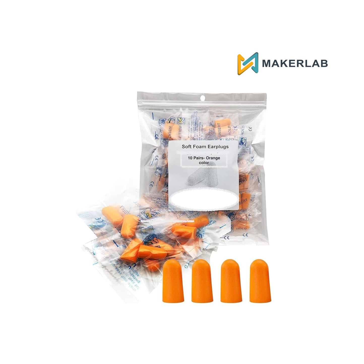 10 Pairs Orange Uncorded Ear Plugs (38dB Rated)