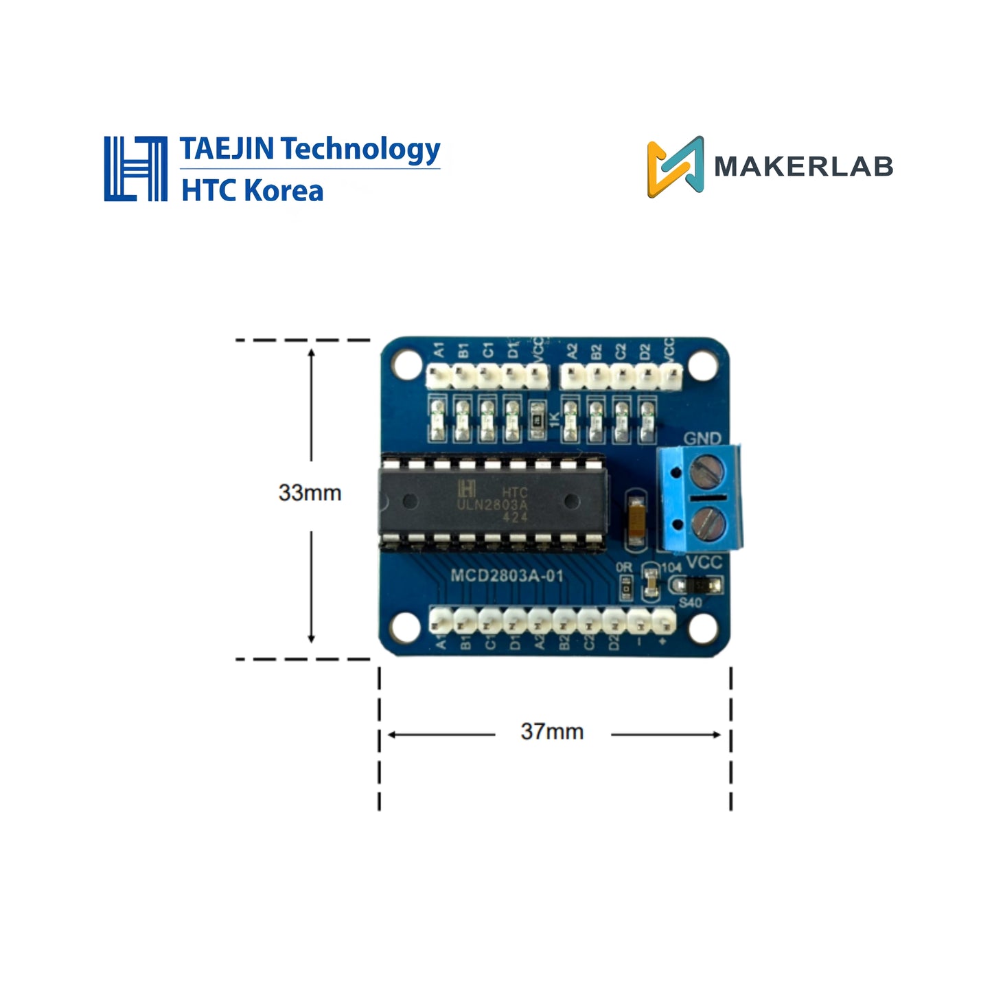 Taejin HTC Korea ULN2803A Pin Header | Screw Terminal Stepper Motor Driver Module