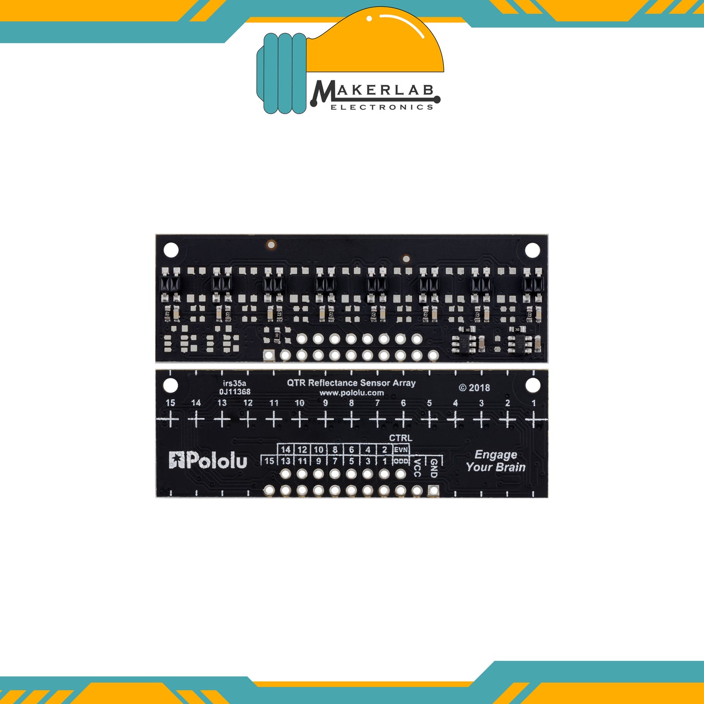Pololu QTR-MD-03RC | QTR-MD-05RC Reflectance Sensor Array: 3-Channel | 5-Channel, 8mm Pitch, RC Output