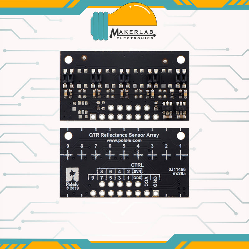 Pololu QTR-MD-03RC | QTR-MD-05RC Reflectance Sensor Array: 3-Channel | 5-Channel, 8mm Pitch, RC Output