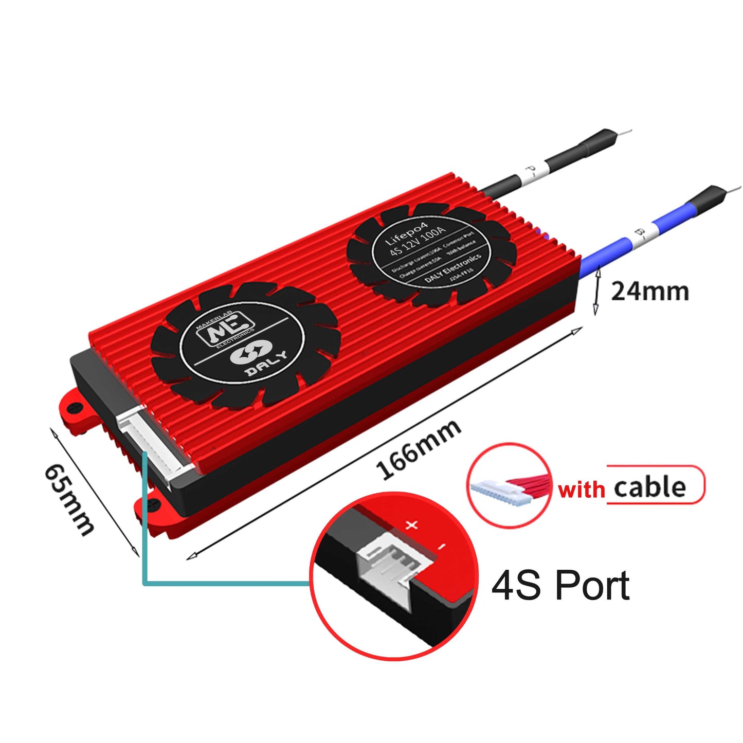 Solar DALY BMS 4S 12V | 8S 24V | 16S 48V Lifepo4 Battery Protection Board with Balance Leads Wires